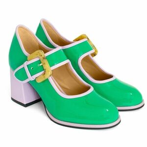 John Fluevog clouds of joy contrast Mary Jane heels